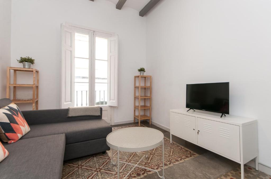 Televízia a/alebo spoločenská miestnosť v ubytovaní Gopal-Comfortable Cozy Apartment for Groups in Gracia