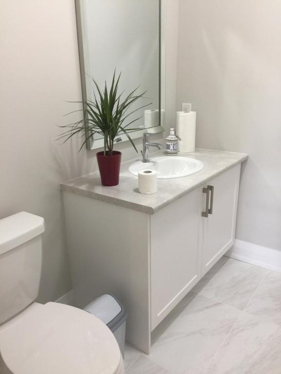 Ένα μπάνιο στο Charming, Comfortable Bsmt Apartment in Pickering