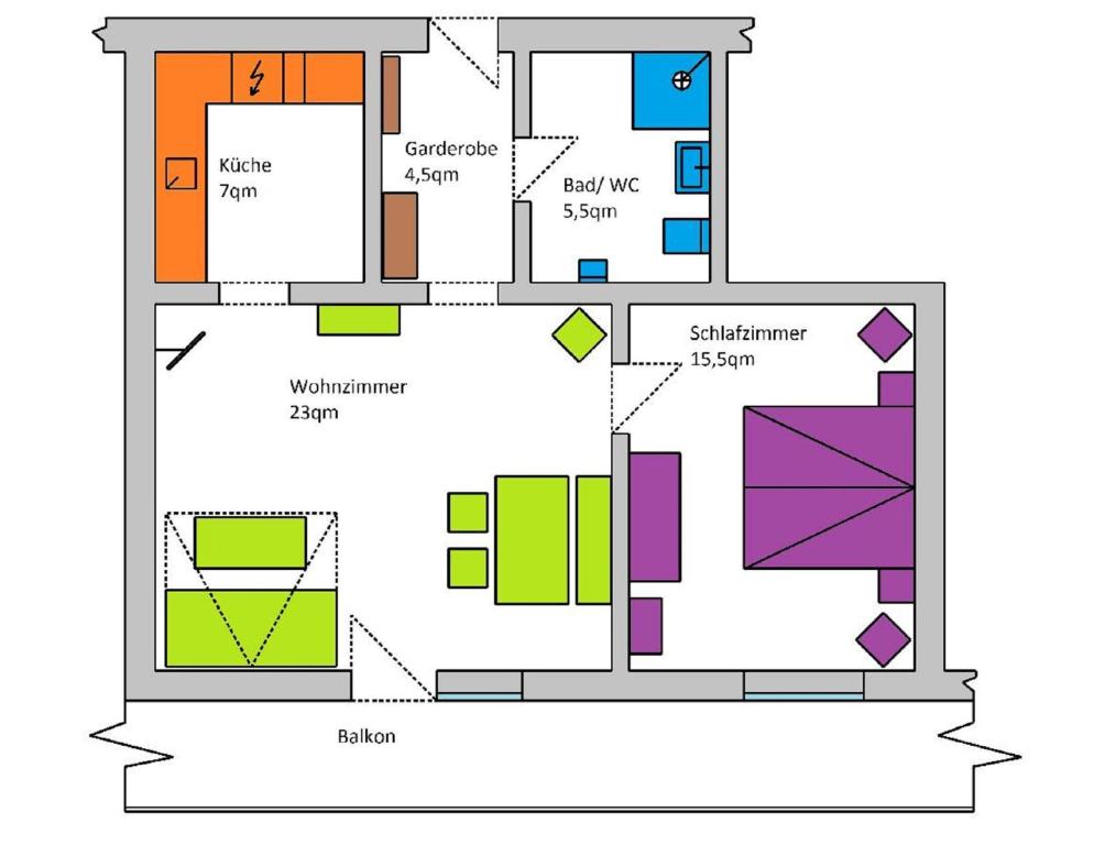 Půdorys ubytování Ferienappartements Fam. Haselberger