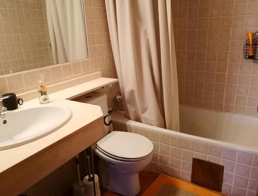 Kúpeľňa v ubytovaní Bonito dúplex con piscina en Sanavastre