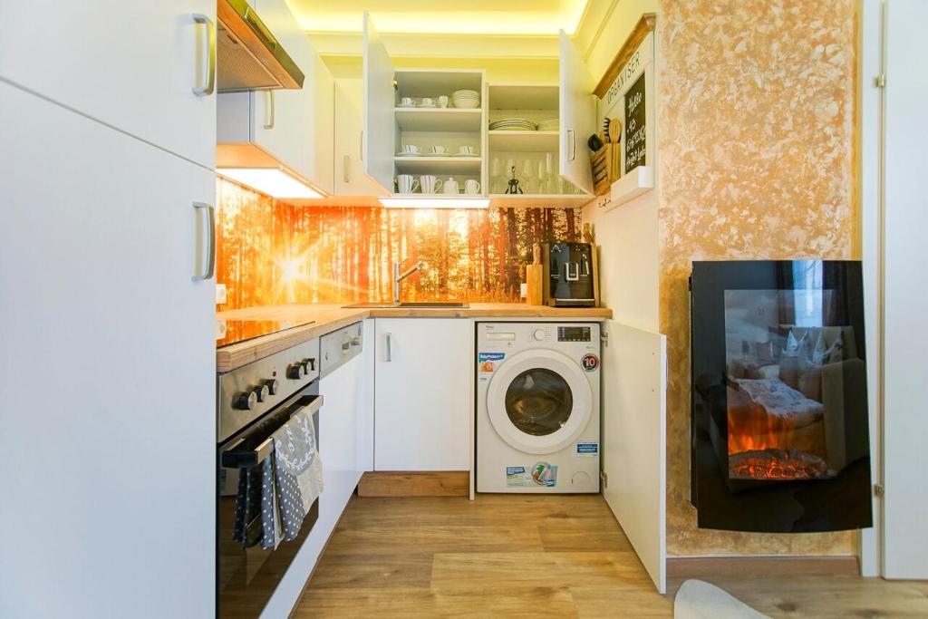 Kuchyň nebo kuchyňský kout v ubytování AusZeit Leoben 1 mit Terasse und gratis Parkplatz