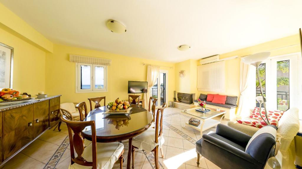 A seating area at Kounopetra Beach Luxury Villas