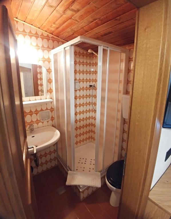 Koupelna v ubytování Garni Gabrieli