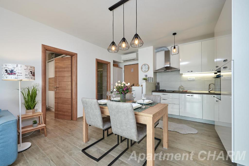 Kuchyňa alebo kuchynka v ubytovaní Luxury apartment Charm with pool