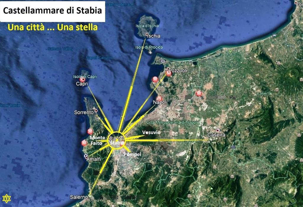 een kaart van são miglialia met een gele cirkel in het midden bij Cuore di Stabia in Castellammare di Stabia