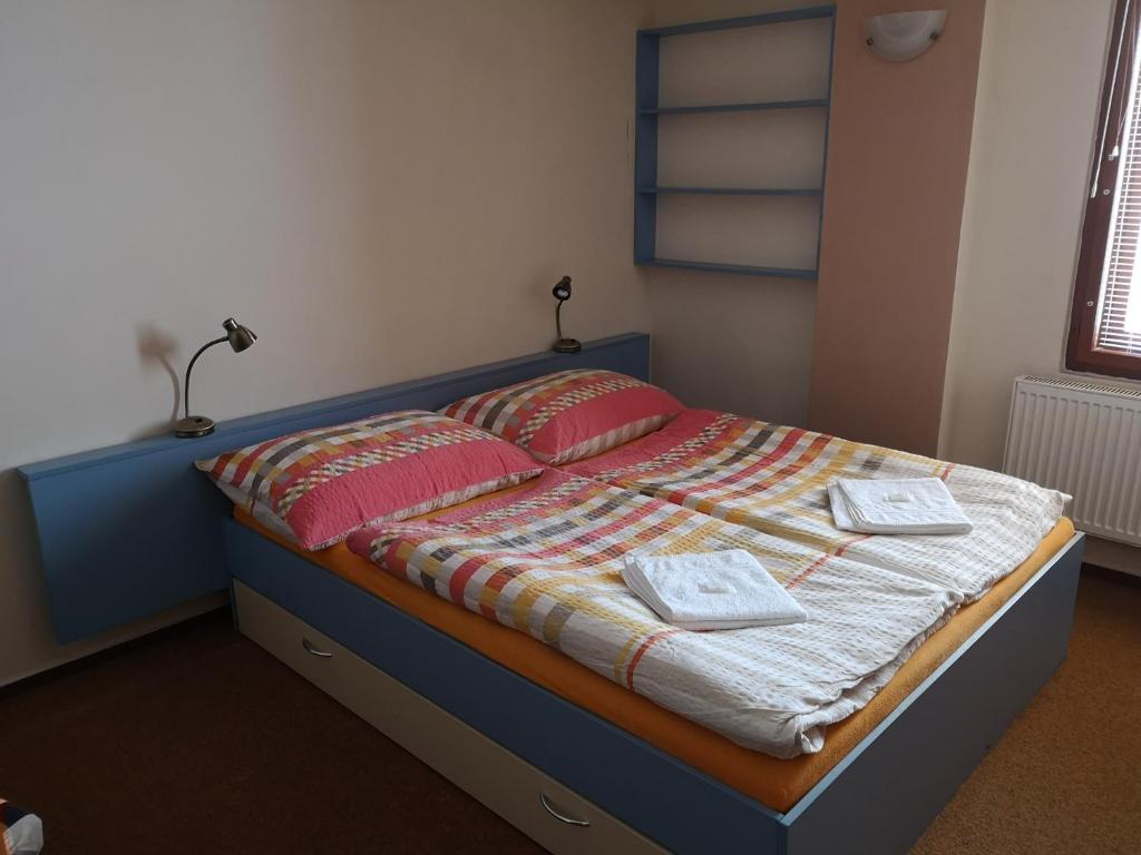 Postel nebo postele na pokoji v ubytování Riegrova Chata Kozákov