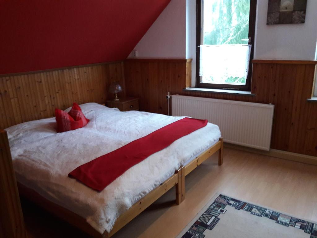 Katil atau katil-katil dalam bilik di Landhaus am Fritzschberg