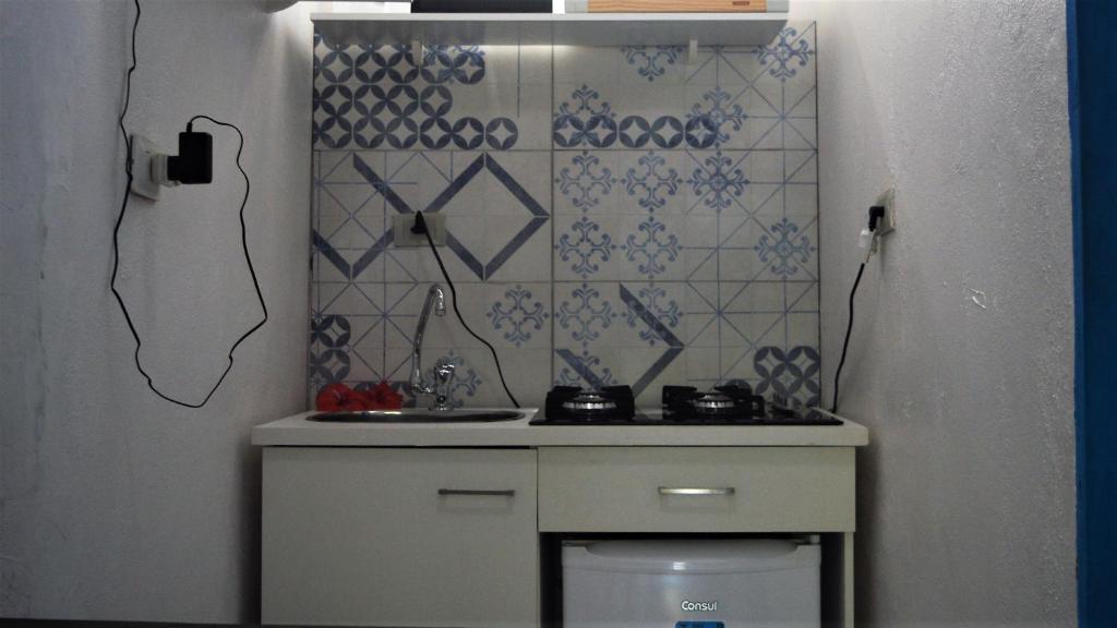 Kuchyň nebo kuchyňský kout v ubytování Blue House