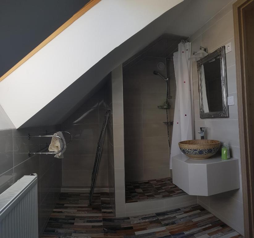 Koupelna v ubytování Vándor Vendégház
