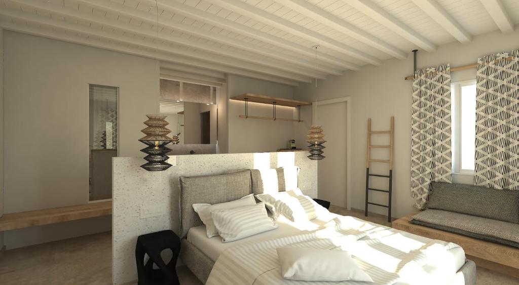Posteľ alebo postele v izbe v ubytovaní Apiro Mykonos