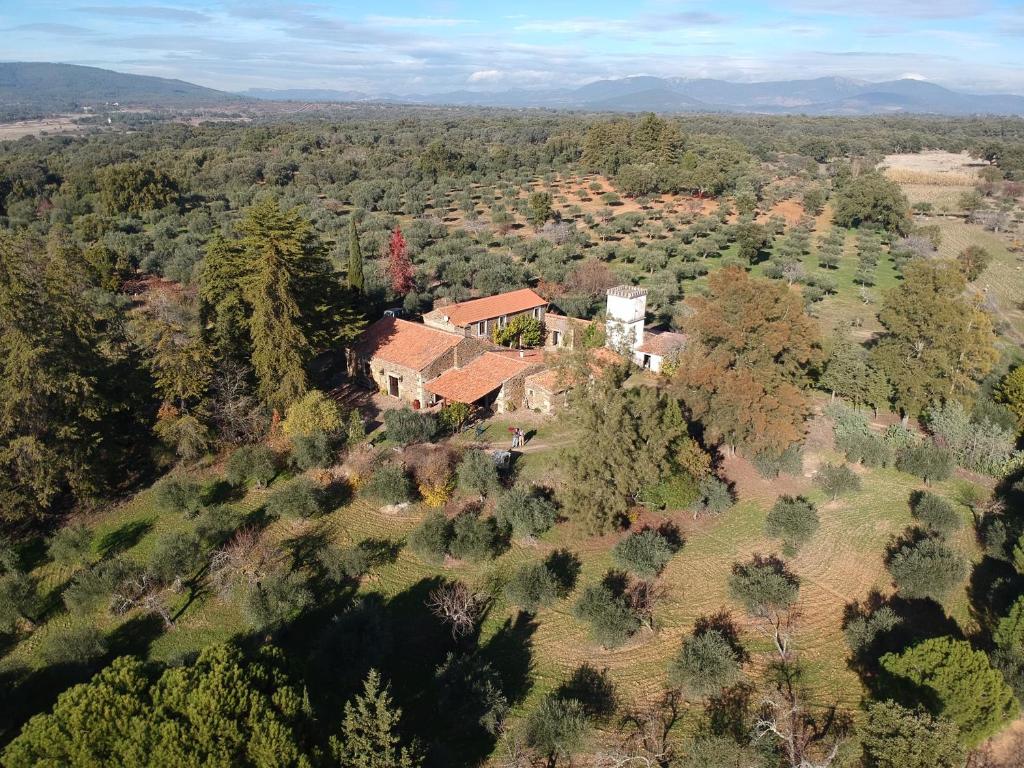una vista aérea de una casa en una colina con árboles en Quinta do Vale Coelheiro, en Toulões