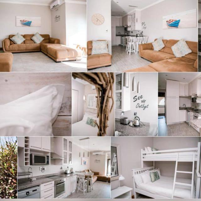 a collage of photos of a living room and kitchen at 61 Cabanas in Durban