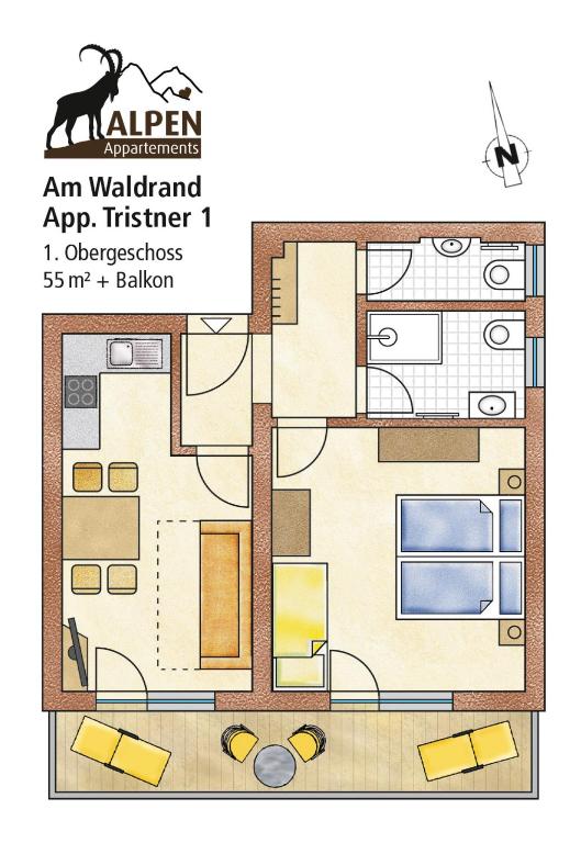 Plán poschodí v ubytovaní Alpen Appartements Hochmuth
