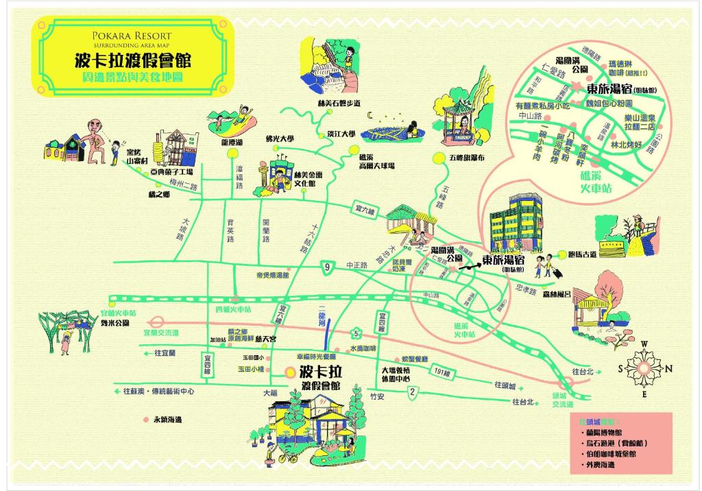 a map at Pokara Resort in Jiaoxi