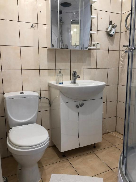 Koupelna v ubytování Apartamentai Viktorija