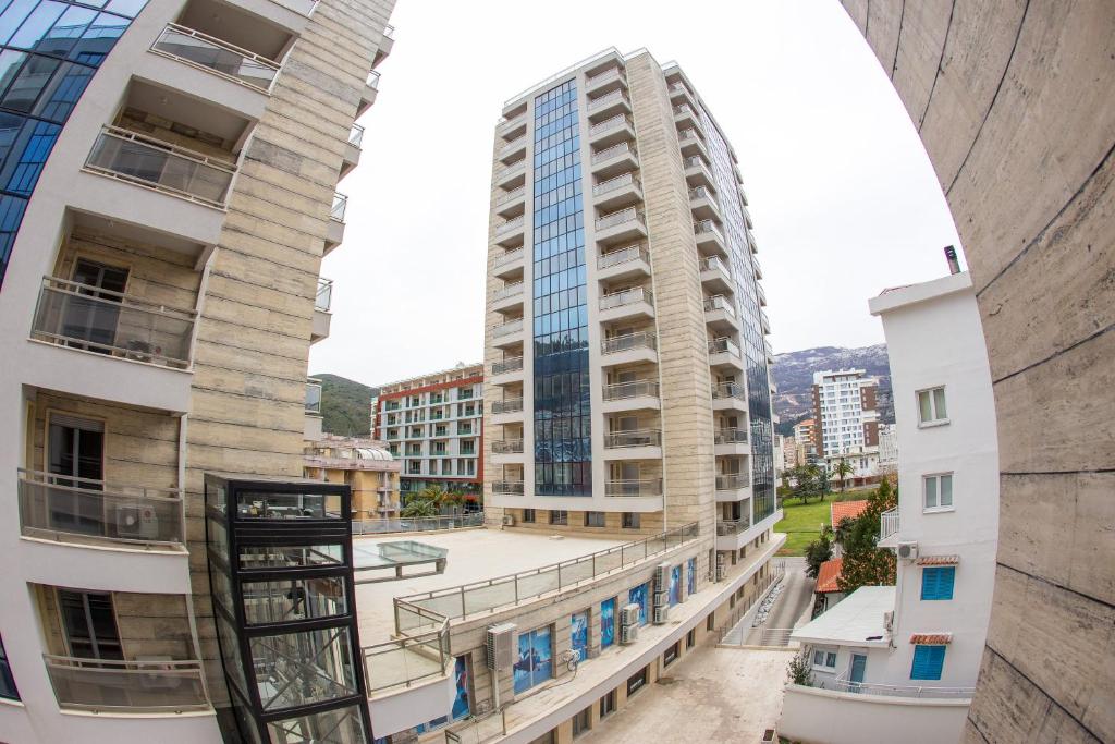 a view from the balcony of a building at Central Budva apartment C15 in Budva
