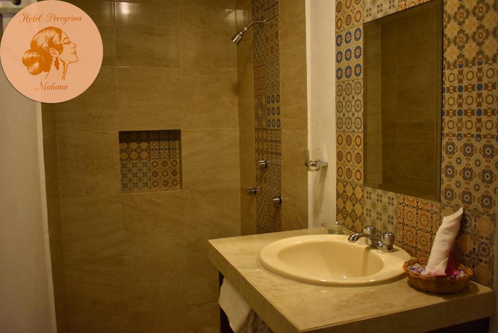 Koupelna v ubytování Hotel Peregrina