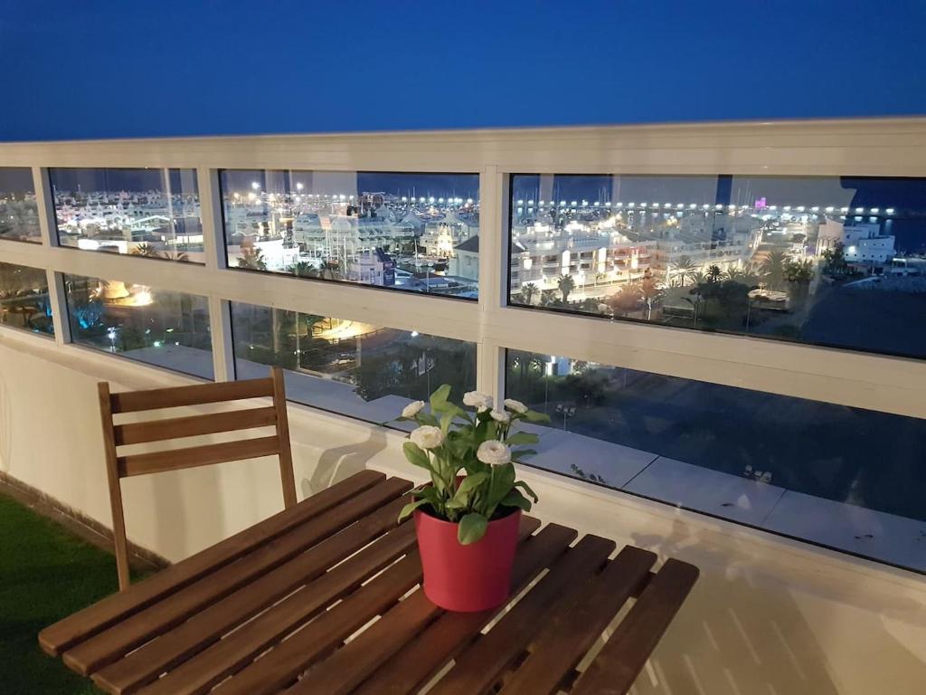 A balcony or terrace at Panoramic Seaview Puerto Marina