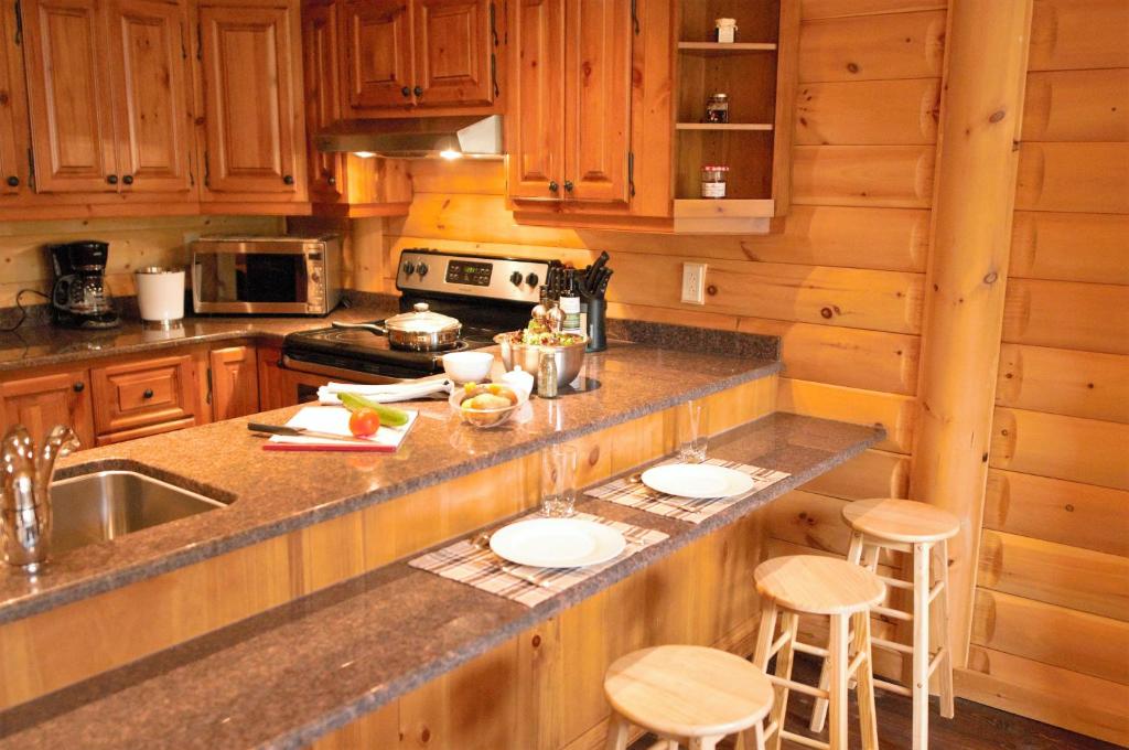 Kuchyň nebo kuchyňský kout v ubytování Selenia Lodge- Résidences et Chalets dans les Laurentides