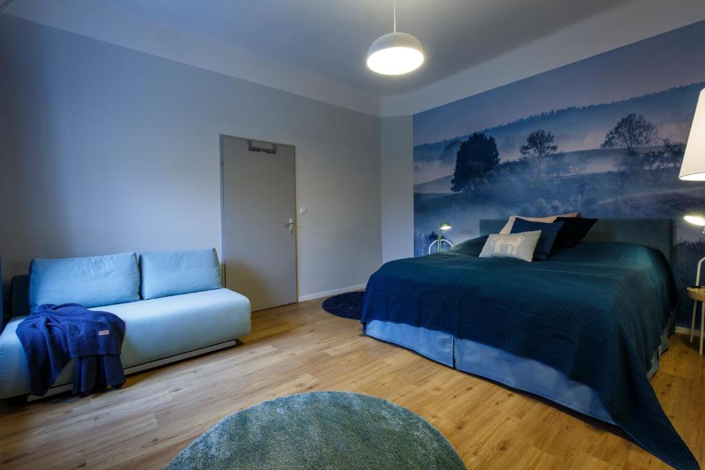 Posteľ alebo postele v izbe v ubytovaní Blue flat by GrazRentals best location & free parking