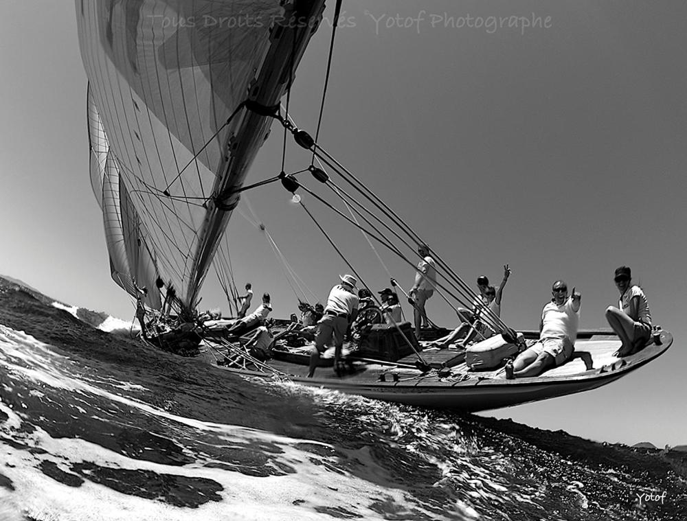 a group of people on a sail boat in the water at Dans un écrin de verdure in Hyères