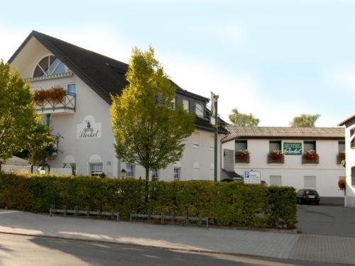 um edifício branco com uma árvore em frente em Hotel Sterkel em Rödermark