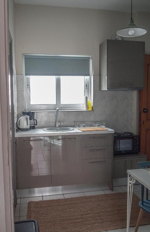 A kitchen or kitchenette at Sofia City Beach 3 Apts Nea Chora Chania steps from the beach