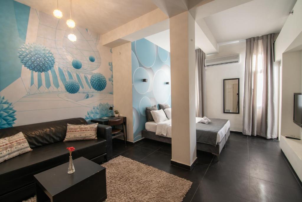 Posezení v ubytování 27Montefiore - Urban ApartHotel TLV