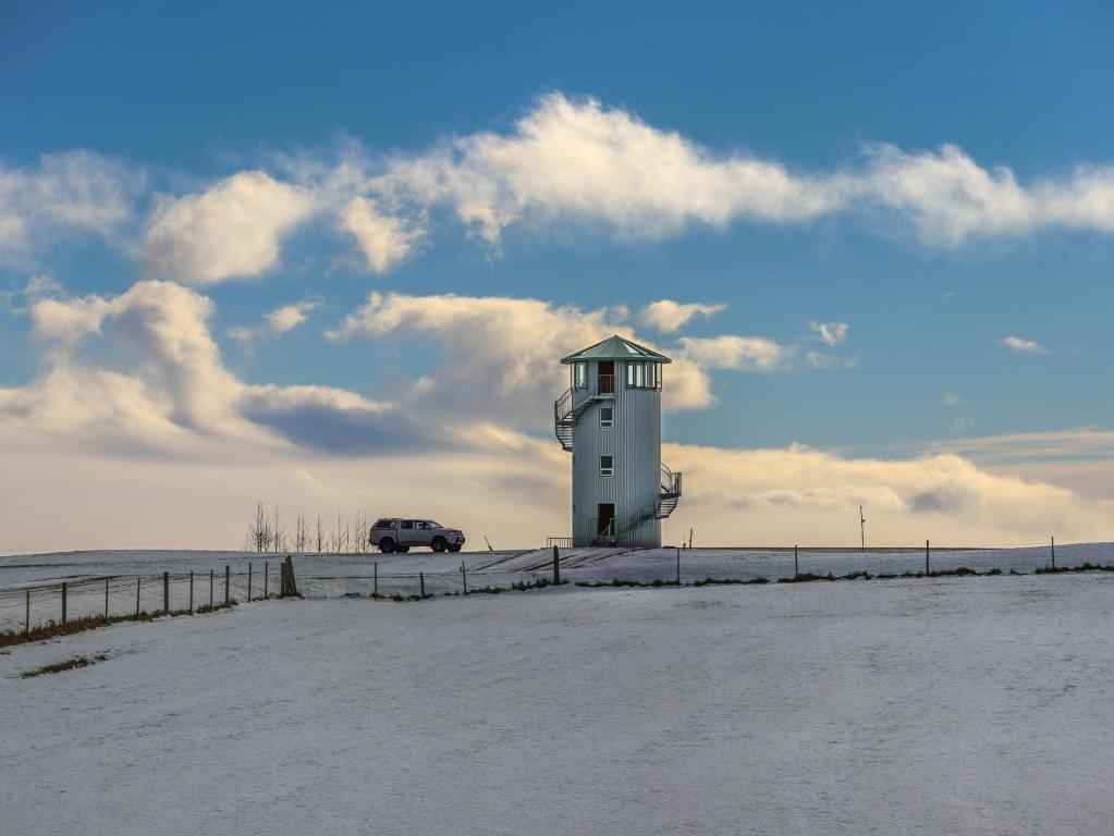Klettar Tower Iceland v zimě
