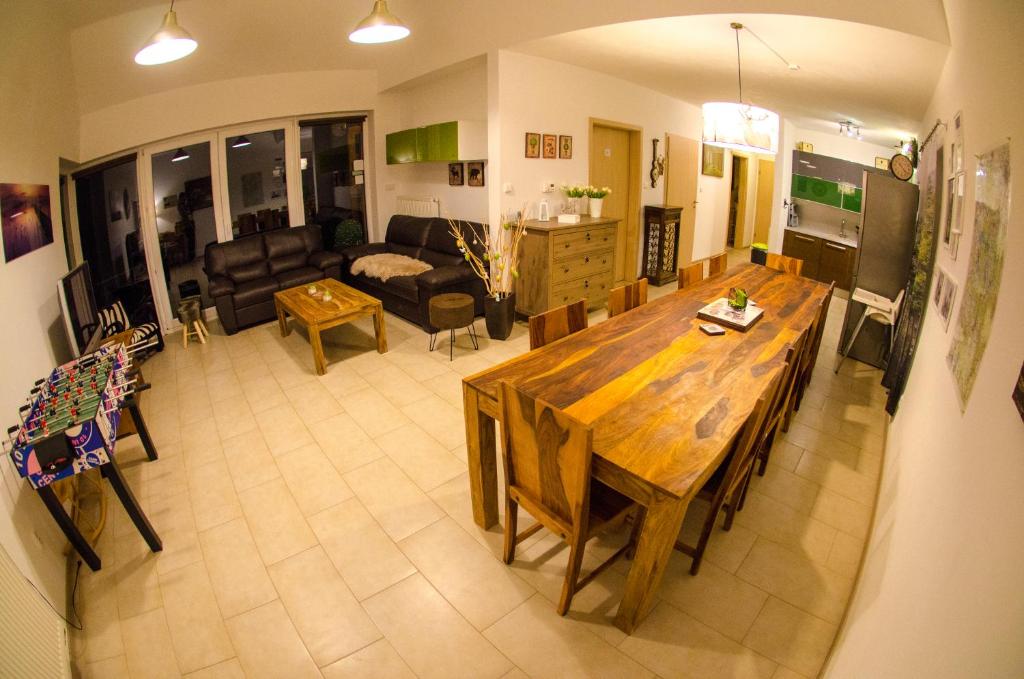 an overhead view of a living room with a dining table at Buxusson Resort in Lomnice nad Lužnicí