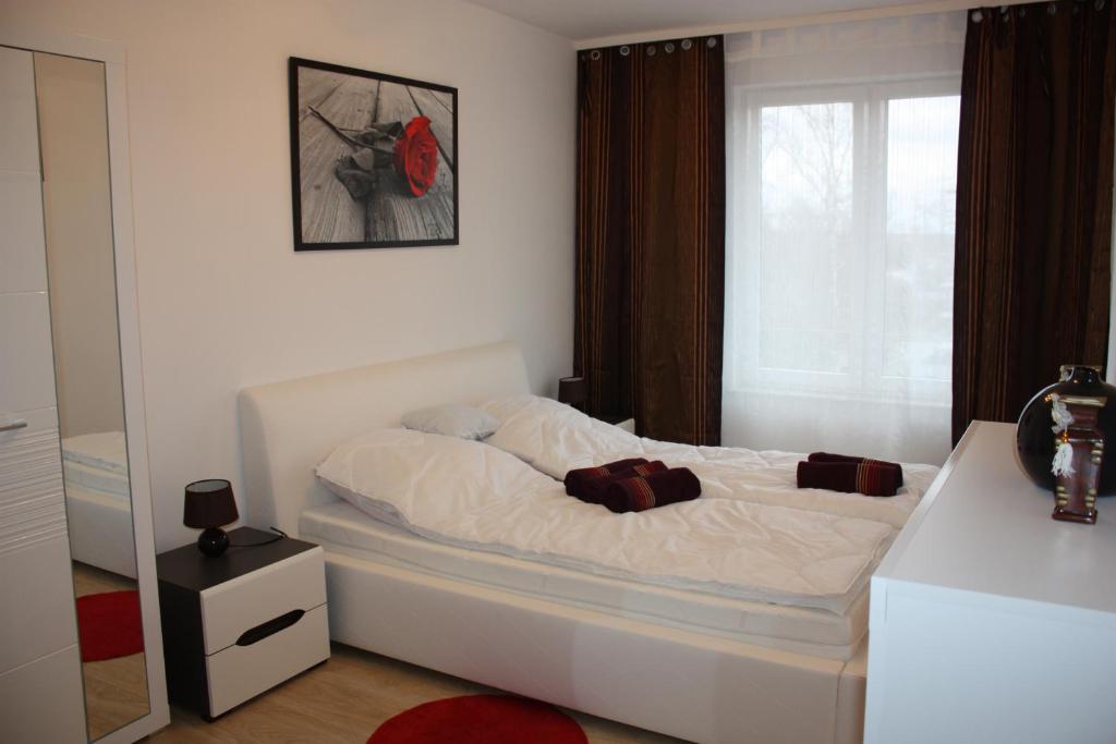 Posteľ alebo postele v izbe v ubytovaní KOLOBRZEG apartamenty GREG POLANKI