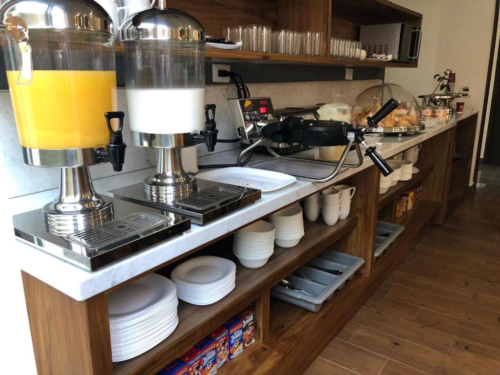 Kuchyň nebo kuchyňský kout v ubytování Eco Hotel Guadalajara Expo