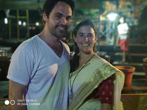 a man and a woman posing for a picture at Cherai Ocean View Home in Cherai Beach