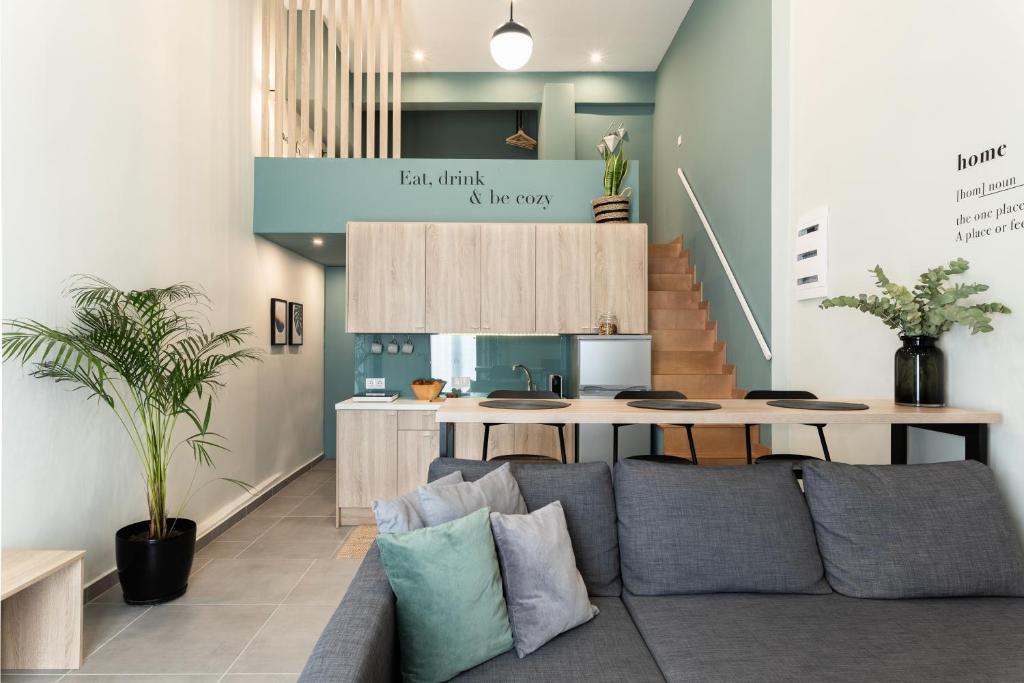 Svetainės erdvė apgyvendinimo įstaigoje Urban loft I