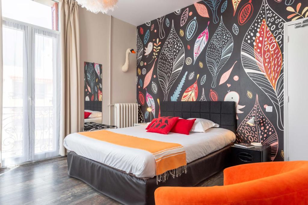Postel nebo postele na pokoji v ubytování Hôtel Cecil - Adults only