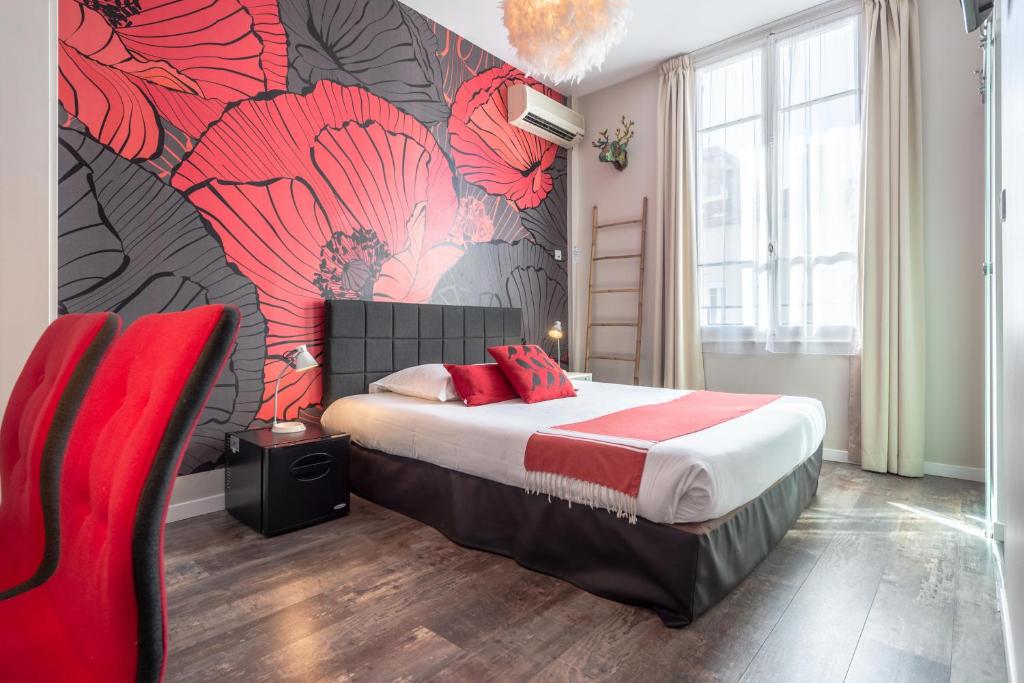Postel nebo postele na pokoji v ubytování Hôtel Cecil - Adults only