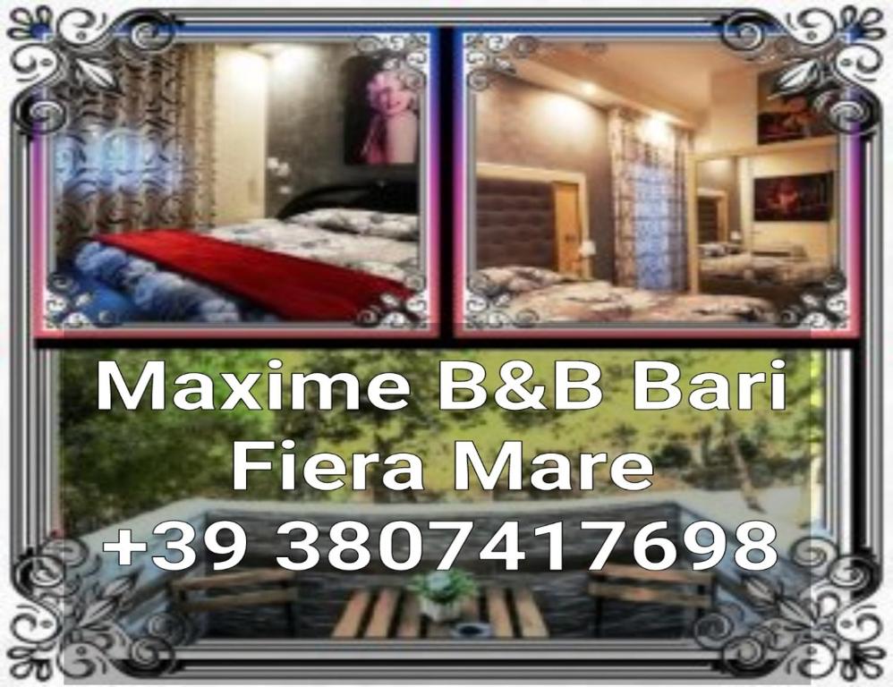 Una foto de un dormitorio con cama en un marco en Max B&B Fiera, en Bari