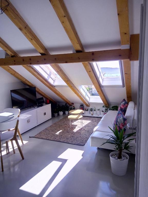Televízia a/alebo spoločenská miestnosť v ubytovaní Kike Apartment