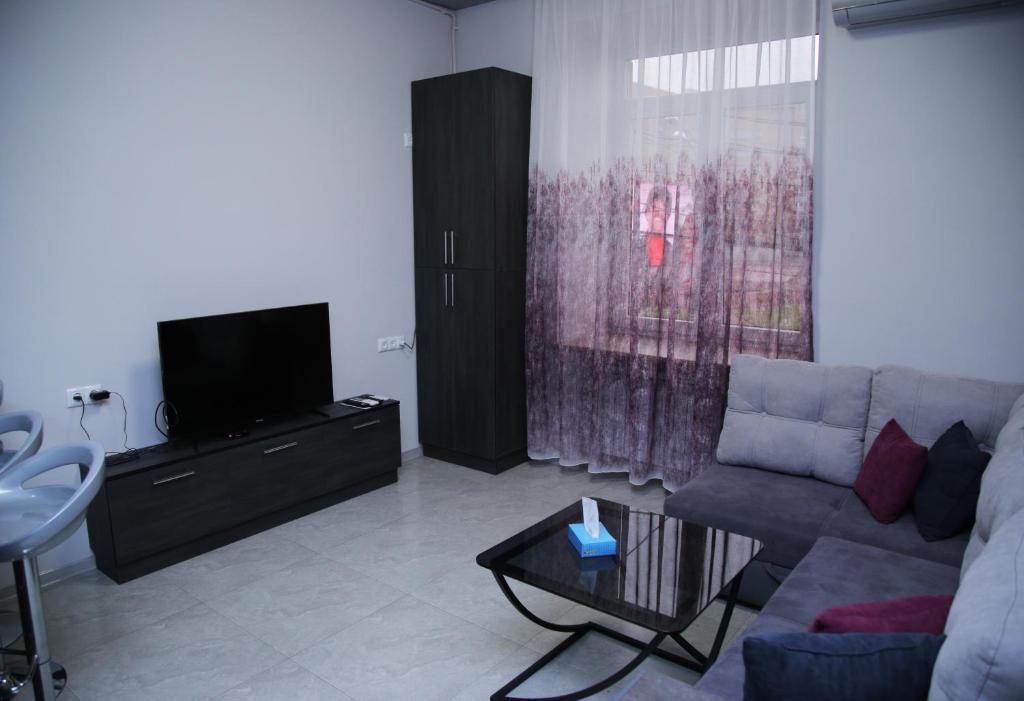 een woonkamer met een bank en een tv bij "Royal" APARTMENT #2 in Jerevan