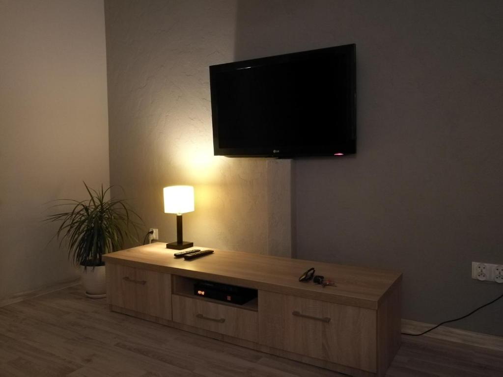 Televízia a/alebo spoločenská miestnosť v ubytovaní Studio Pionier