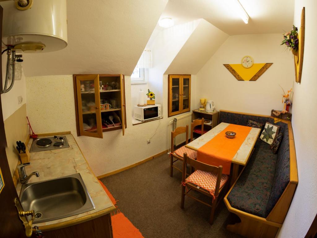 Kuchyň nebo kuchyňský kout v ubytování Apartments and Rooms Ražen