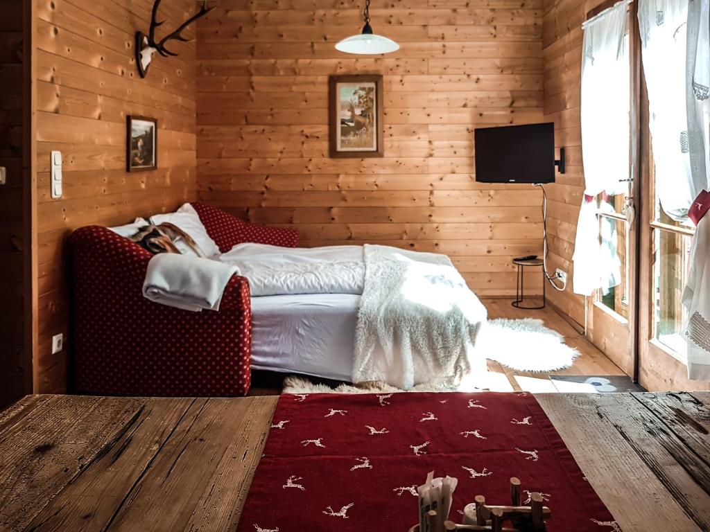 Letto o letti in una camera di Weigl Hütte Semmering