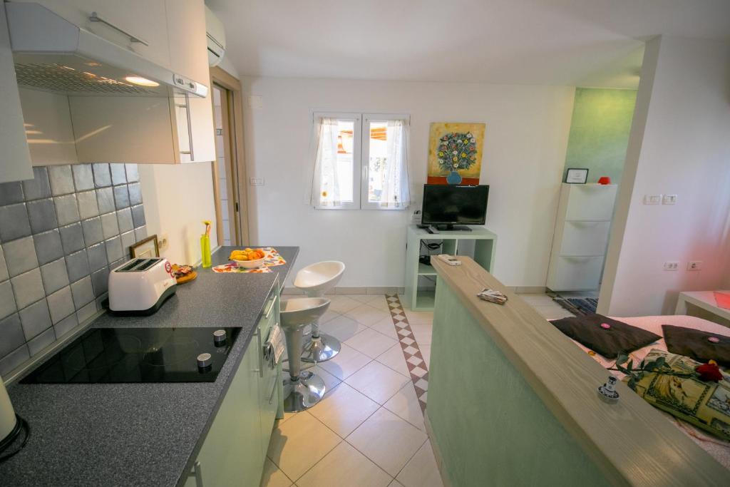 Kuchyň nebo kuchyňský kout v ubytování Apartments Apartim Piran