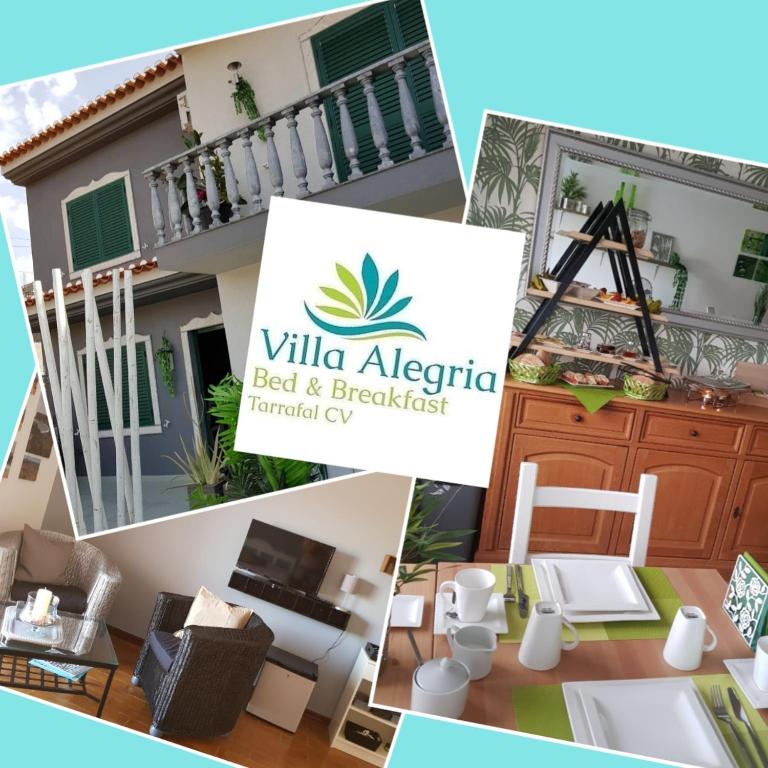 a collage of photos of a villa activedia bed and breakfast property at B&amp;B &quot;Villa Alegria&quot;, Tarrafal in Tarrafal