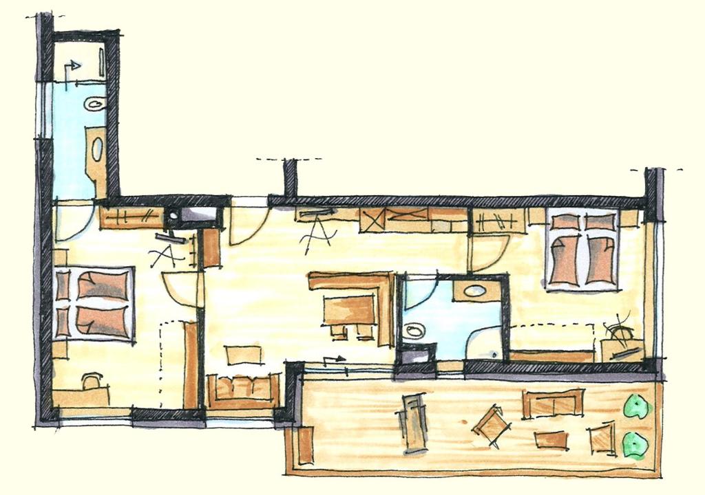 Plán poschodí v ubytovaní Alte Mühle