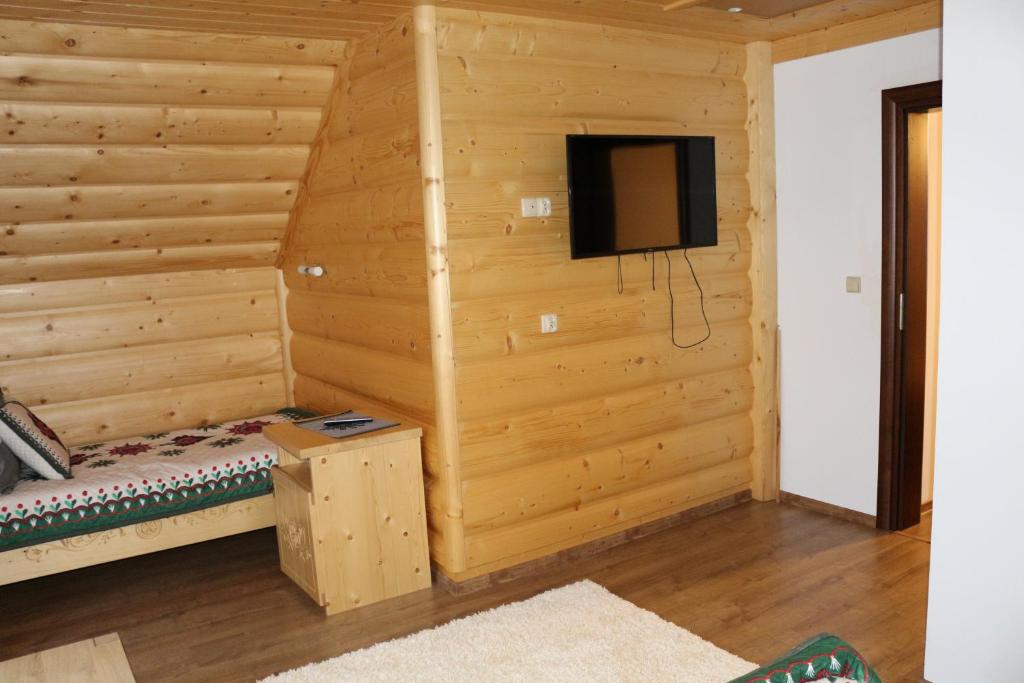Televízia a/alebo spoločenská miestnosť v ubytovaní Szostak Apartament