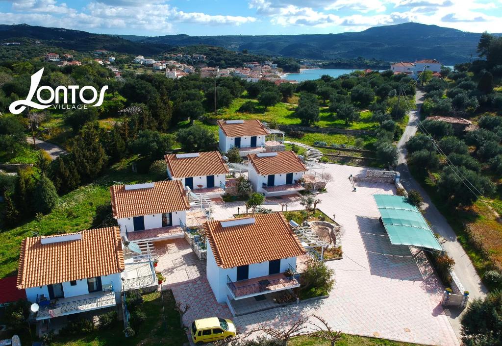 an aerial view of a villa with a house at Lontos Village in Finikounta