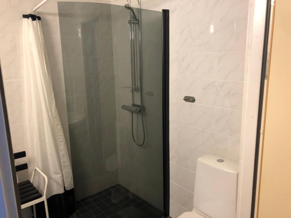 Koupelna v ubytování Hotell Smedjan