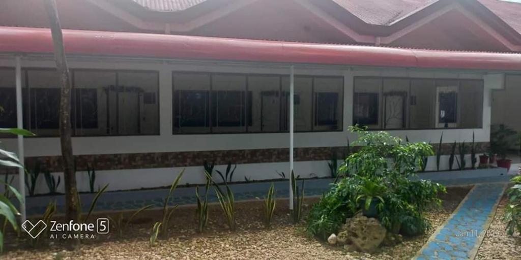 a house with a pink roof and some plants at Johann Ritz Place in Dumanjug