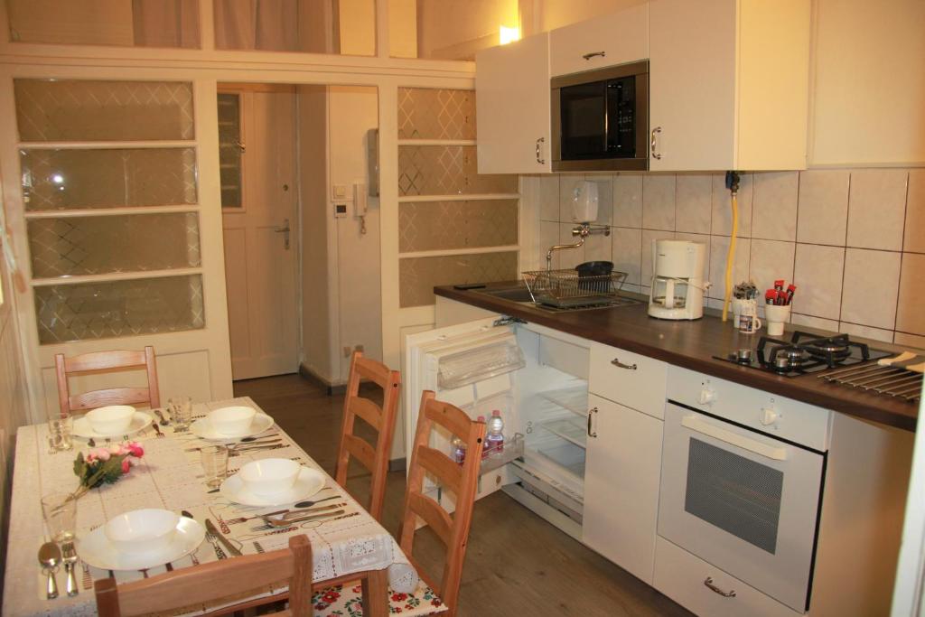 Kuchyňa alebo kuchynka v ubytovaní Duna Szecsi Apartman